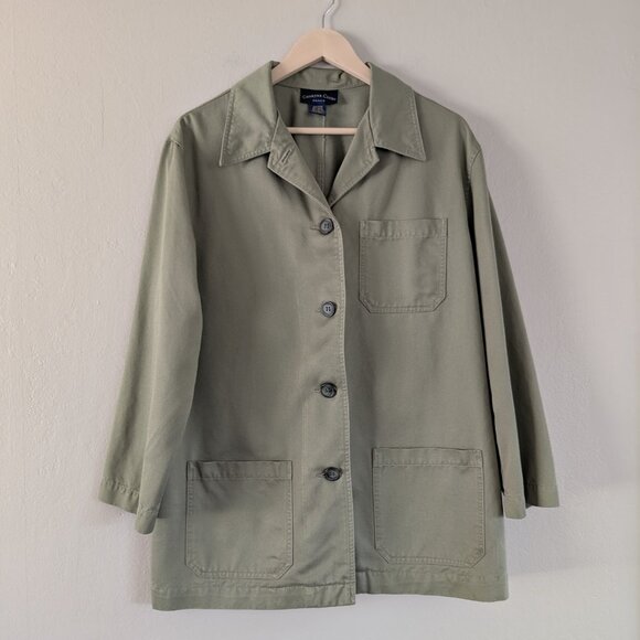 Women's Cotton Twill Chore Jacket in Olive Green - Size 14W - Workwear Jacket - Picture 11 of 15